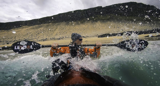 Veiga Grétarsdóttir kayaks around Iceland in Against the Current, a film by Óskar Páll Sveinsson.