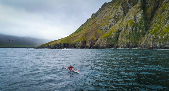 Veiga Grétarsdóttir kayaks around Iceland in Against the Current, a film by Óskar Páll Sveinsson.