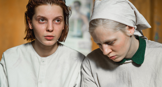 Viktoria Miroshnichenko and Vasilisa Perelygina in a scene from <i>Beanpole</i>, courtesy Kino Lorber