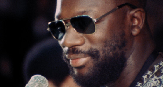 Isaac Hayes in a scene from <i>Nationtime</i>, courtesy Kino Lorber