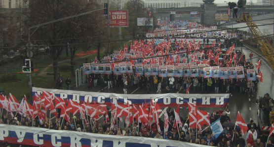 Nashi demonstration for the friends of
Russia and against enemies of Russia.