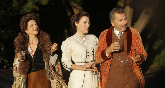 Juliette Binoche, Valeria Bruni Tedeschi, and Fabrice Luchini in <i>Slack Bay</i>.