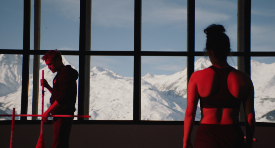 Jérémie Renier and Noée Abita in a scene from Slalom, courtesy Kino Lorber