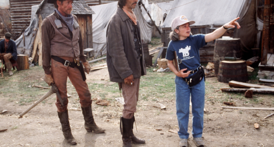 Director Nancy Kelly in command on the set of THOUSAND PIECES OF GOLD.